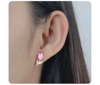 Pink Rosebud Silver Ear Stud STS-3471 (FL1)